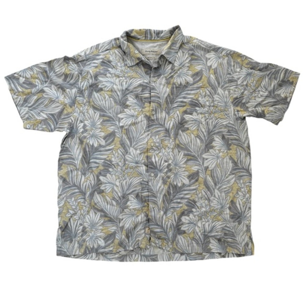 Tommy Bahama Men's Hawaiian Silk Yellow Floral Shirt XXL